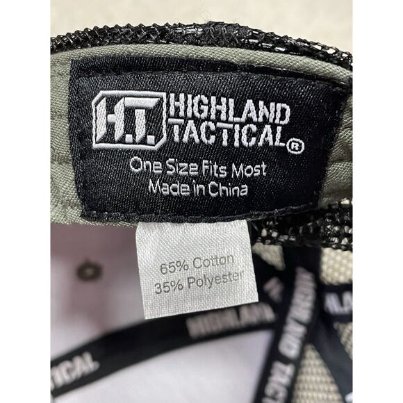 Men's Highland Tactical USA American Flag Green Trucker Mesh Adjustable Cap/Hat - Picture 6 of 8